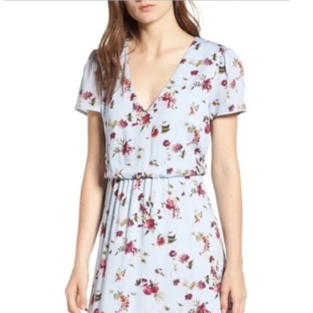 WAYF Excellent condition blue floral midi dress